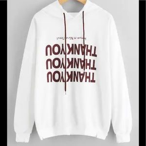 Graphic Distressed Hooded Sweater Pullover White